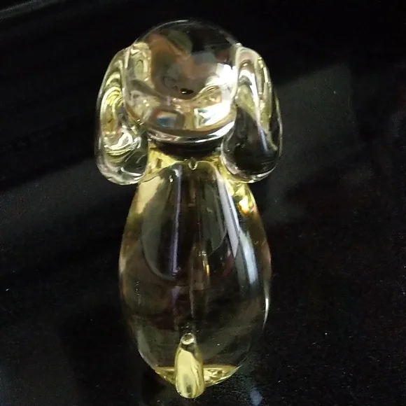 Vintage Miloslav Janku Czech Art Glass Dog Figurine Paperweight Citrine 4" - Picture 5 of 5
